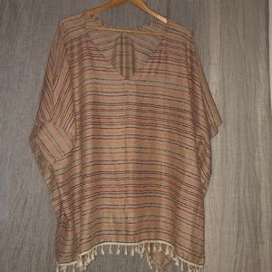 Lightweight bohemian style Poncho/Beach coverup OS